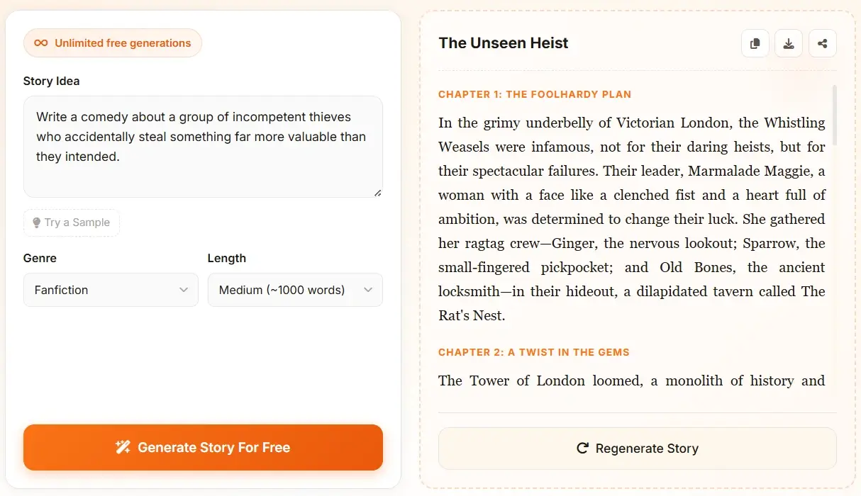 AIで生成した章形式の二次創作草稿イメージ